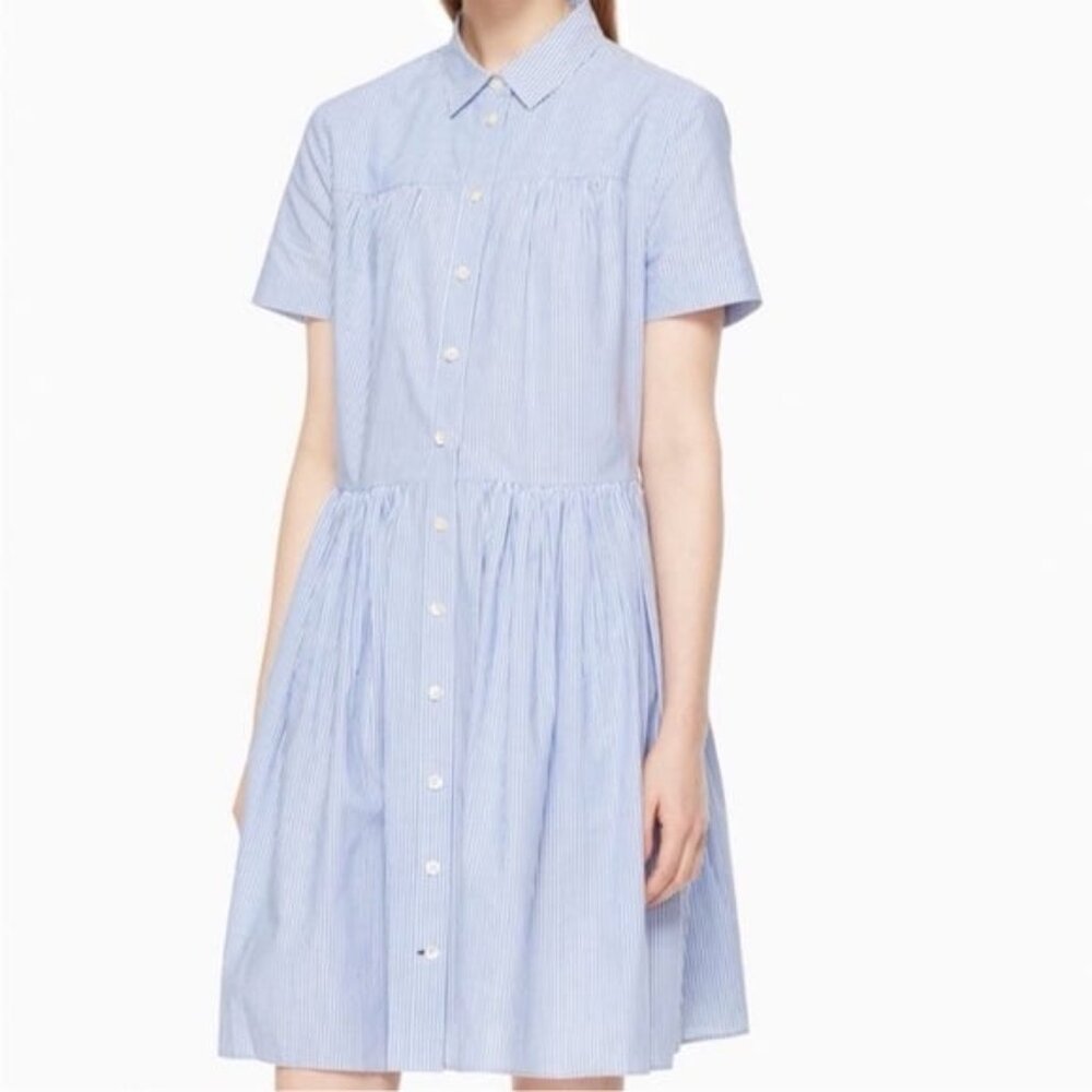 Kate Spade x Broome Street Women's Blue & White Stripe Poplin‎ Swing Dress XL